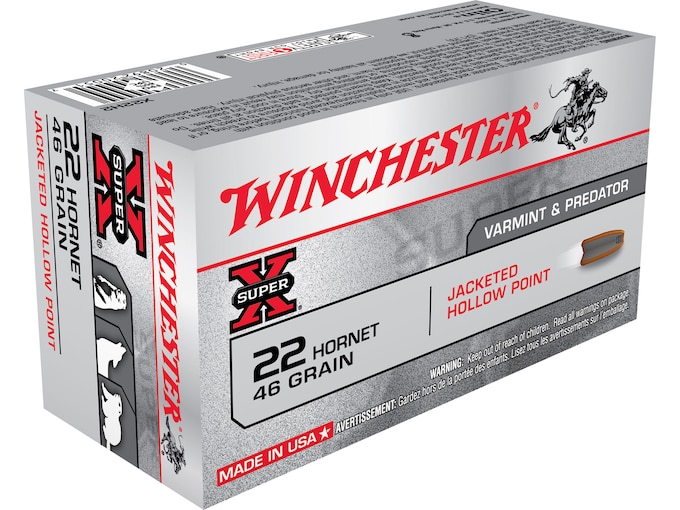 Winchester Super X 22 Hornet Ammo 46 Grain Jacketed Hollow Point  200 rounds